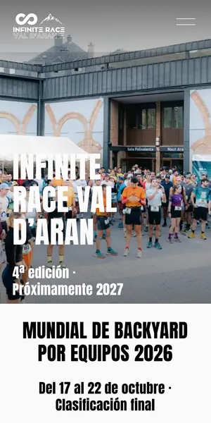 La web de Infinite Race Val d'Aran en el móvil